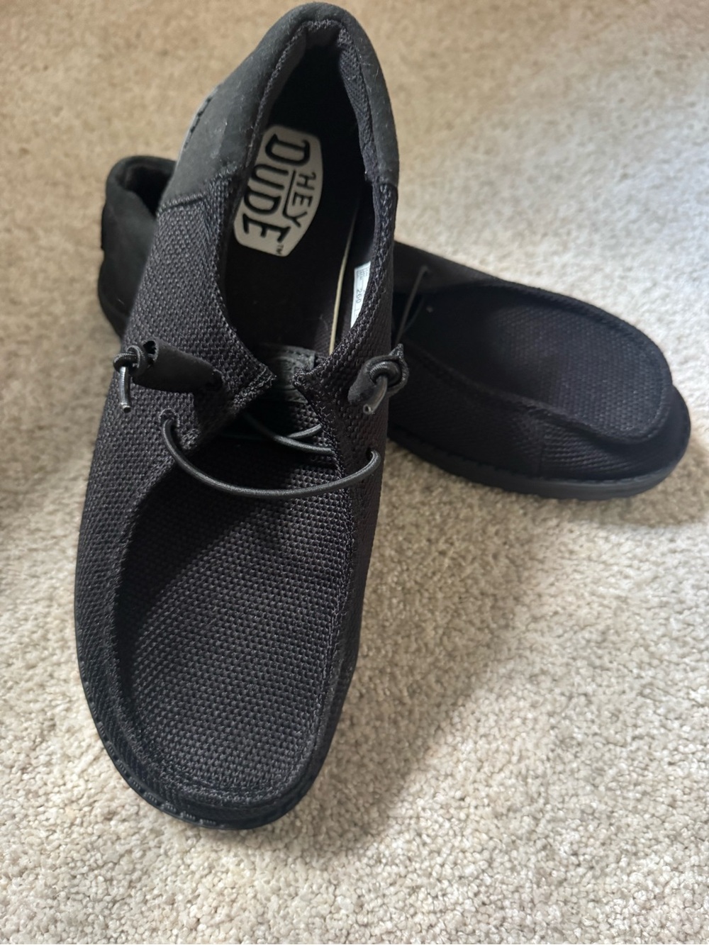 Women Hey Dude Black Knit Slip-On Loafers 10